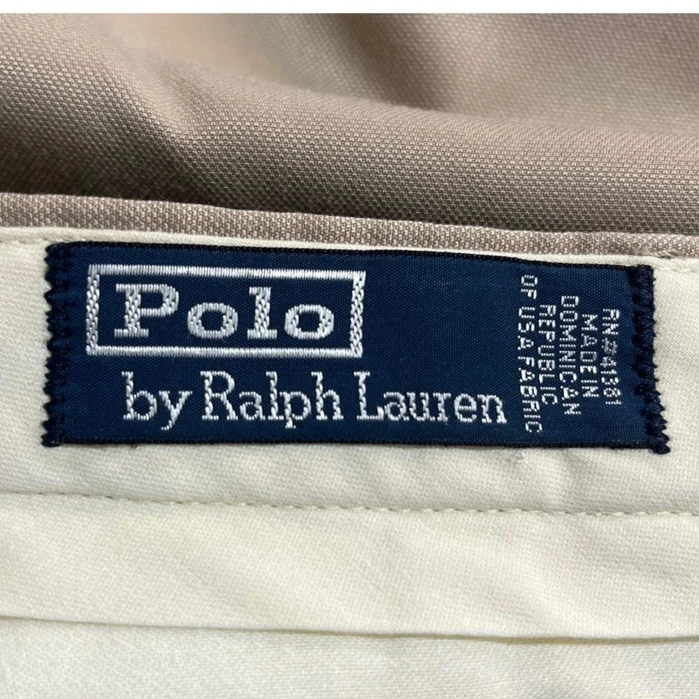 Polo By Ralph Lauren Classic Khaki Chino Pleated Front Cuffed Dress Slacks 40x32